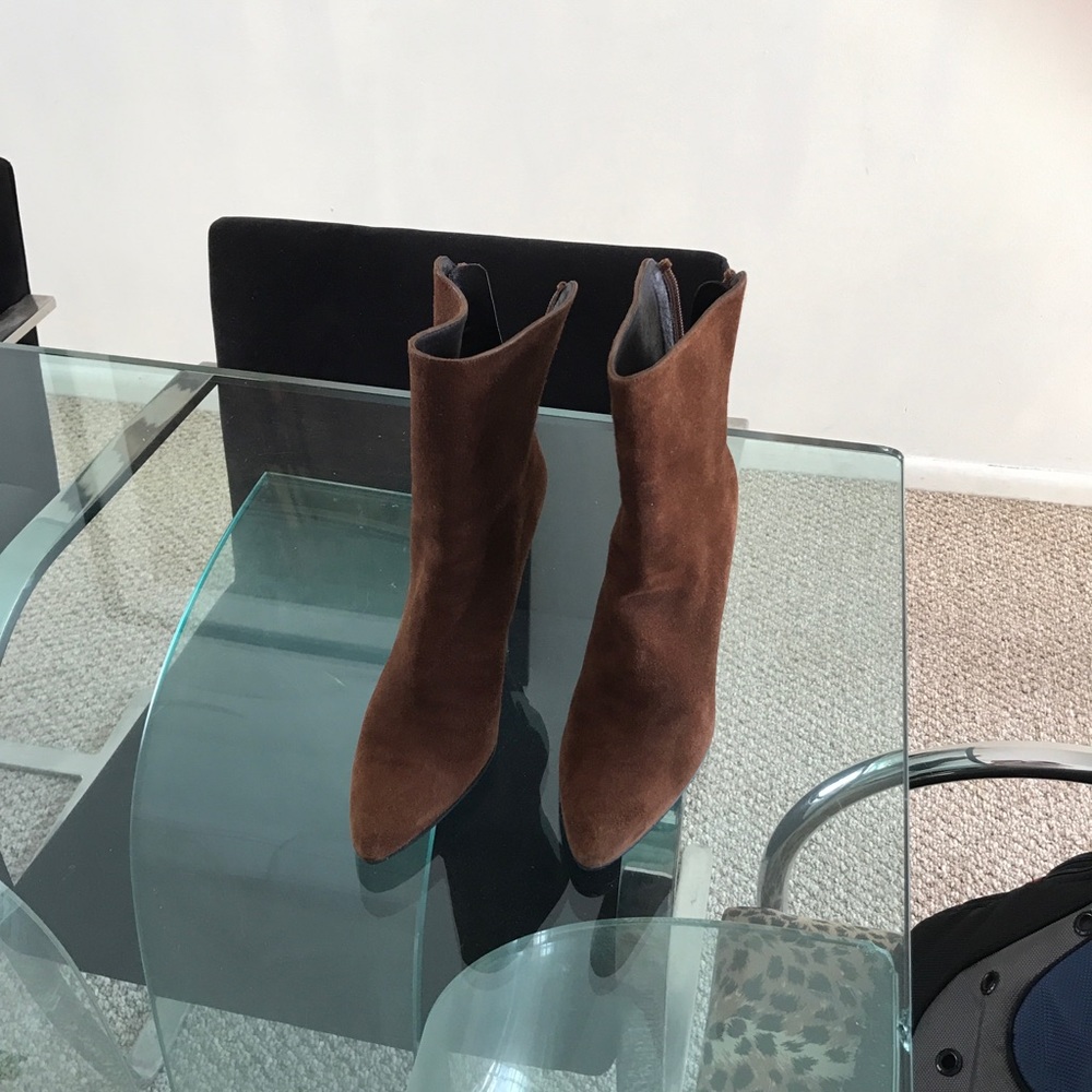 Stuart Weitzman mid calf sued boots.